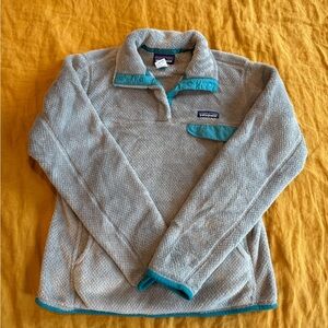 Patagonia Women's Fleece in Gray with Teal Accents